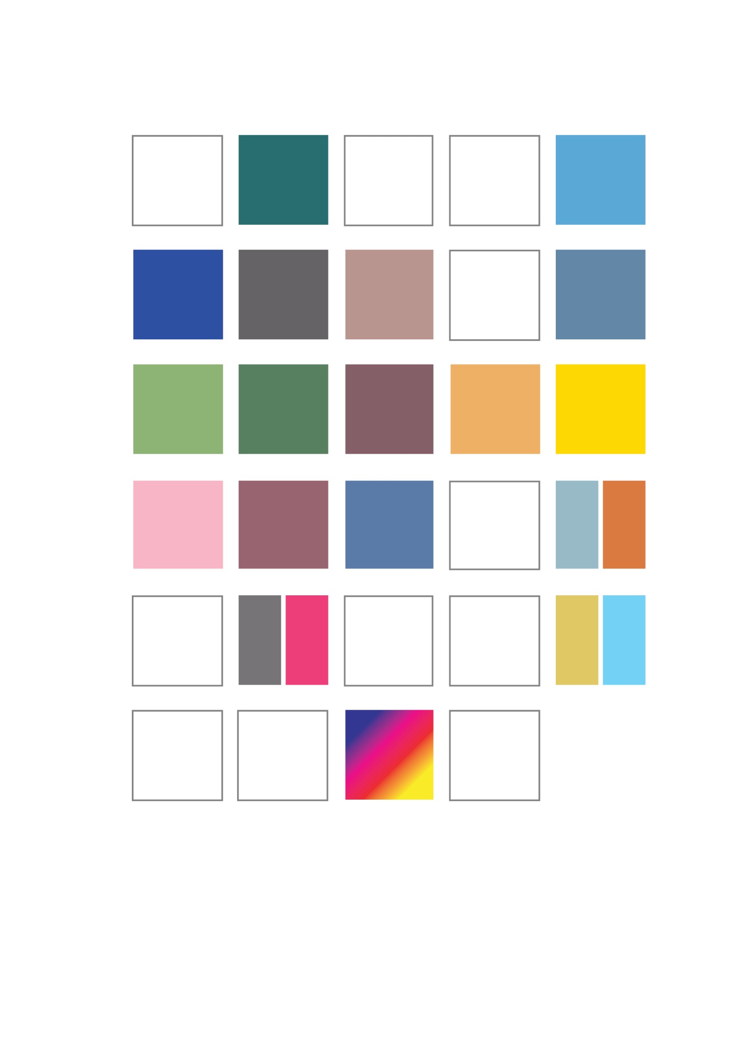 February 2024 calendar page, with films represented by colours and unwatched days left blank